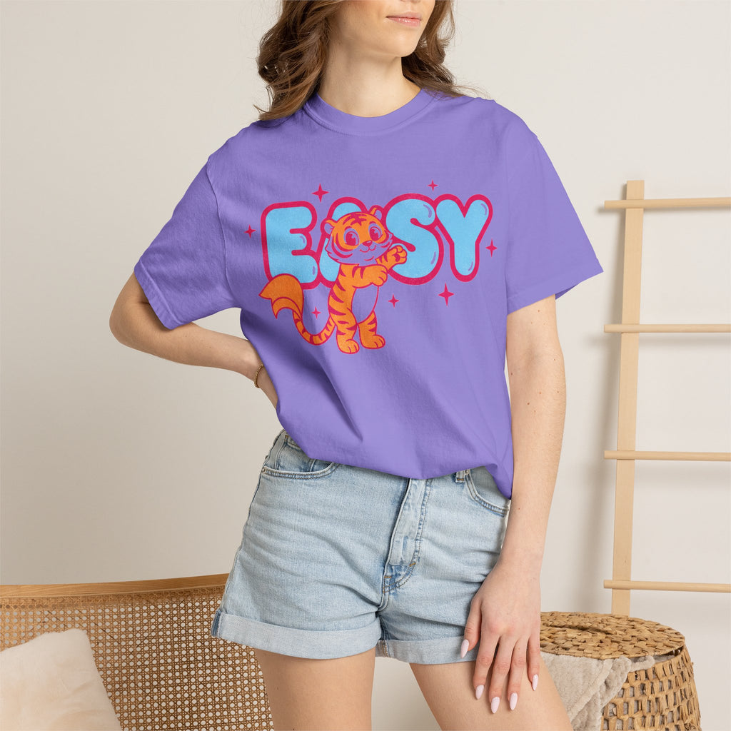 Easy Tiger Centre Cub Shirt, Y2K Retro Bubble Tiger Tee, Pink Sparkle Shirt, Funny Flirty Gift