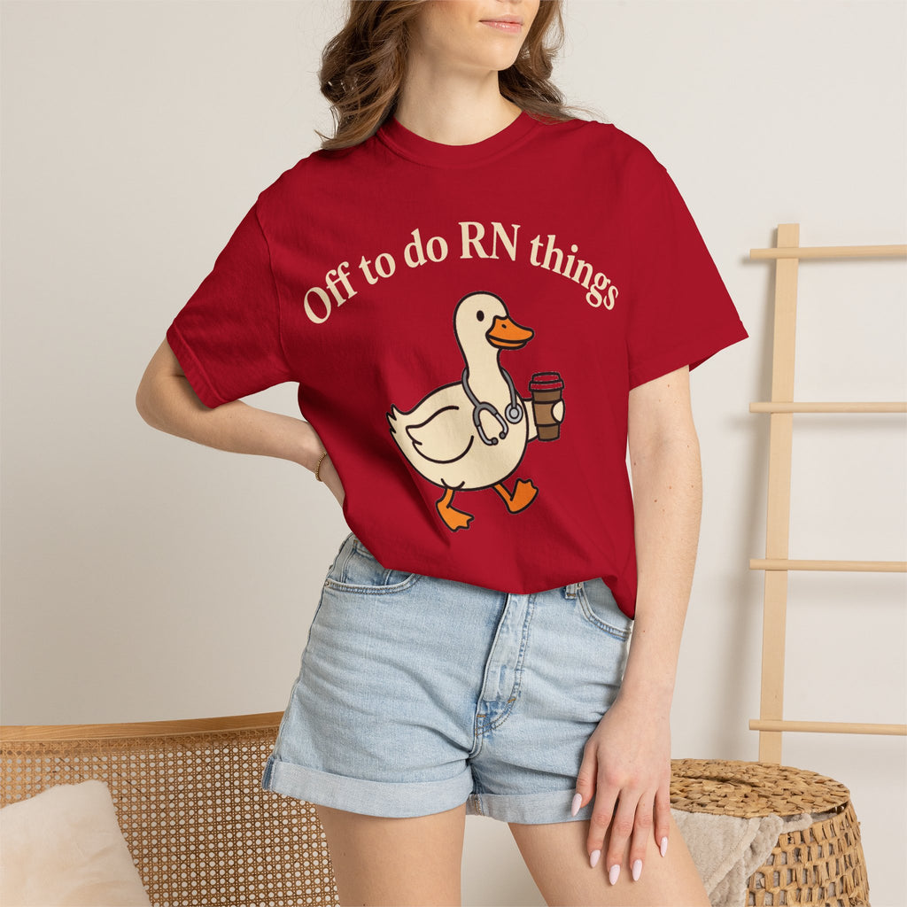 Off To Do RN Things Shirt, Funny Nurse Duck Coffee Tee, Stethoscope Duck Shirt, Nurse Gift