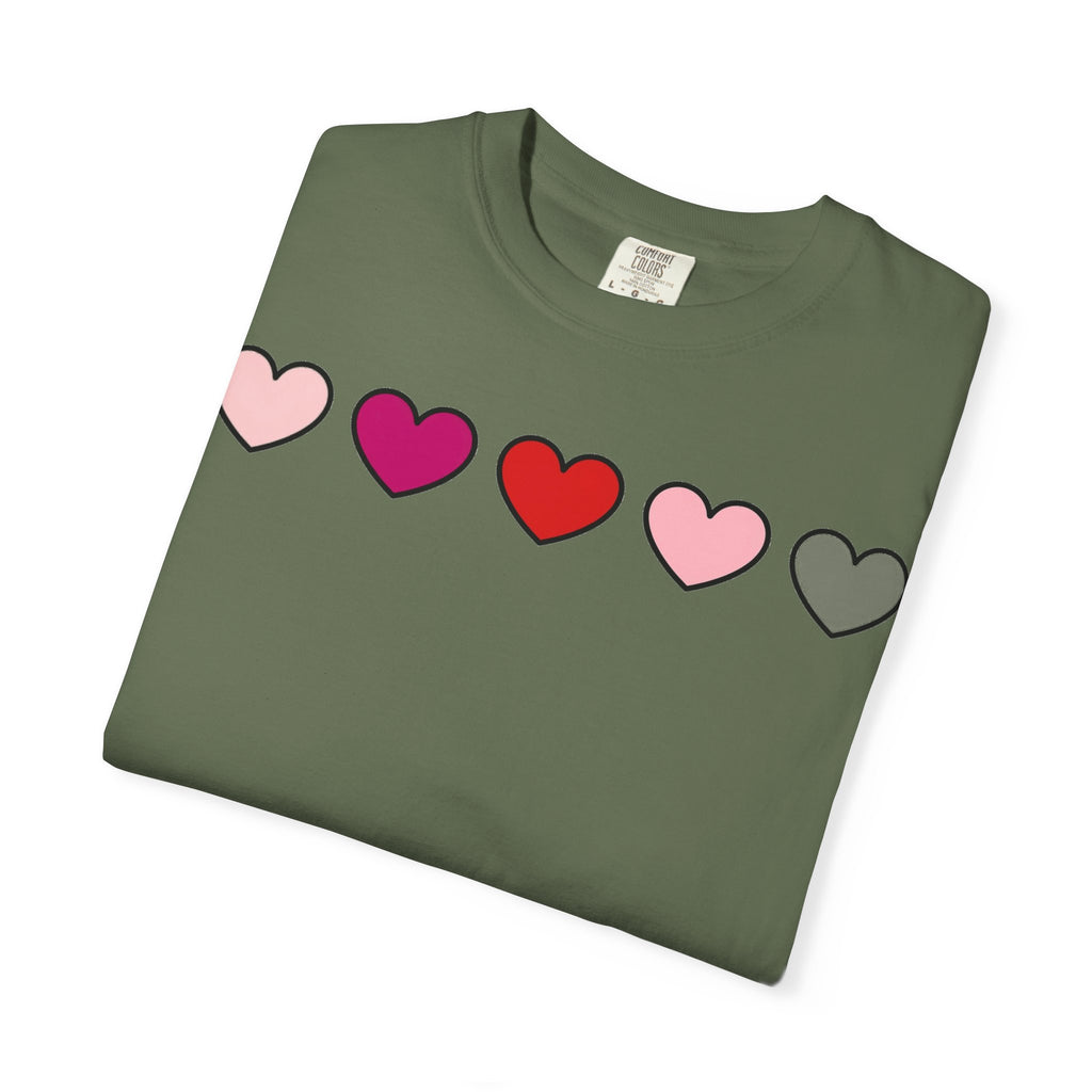 Five Pink Hearts Shirt, Minimal Valentine Heart Row Tee, Pastel Heart Shirt, Valentines Gift