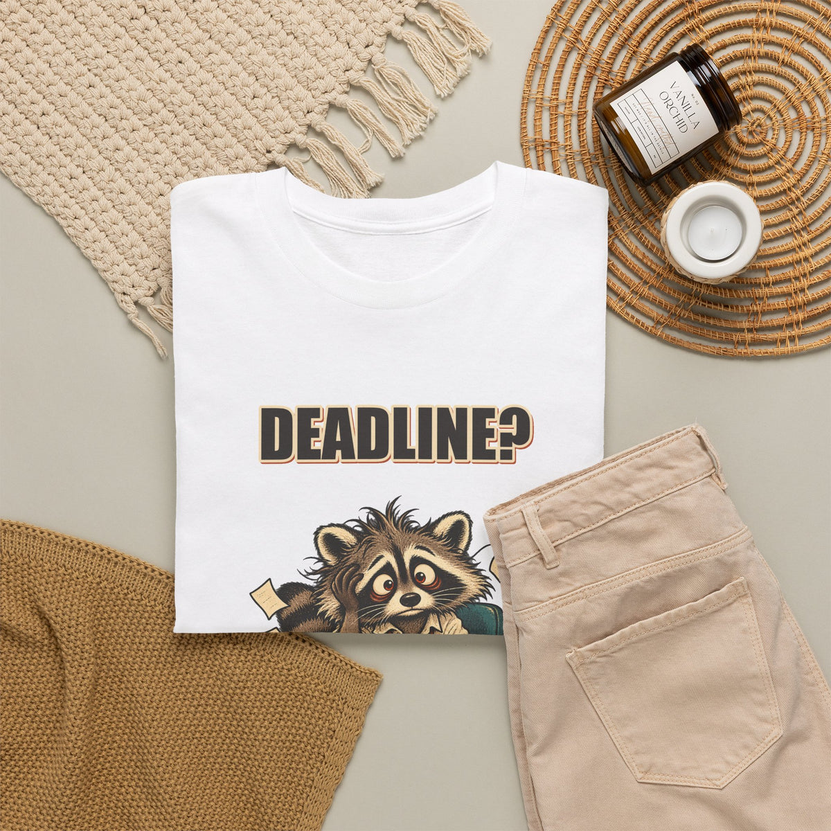 Deadline? Never Met Her – Office Raccoon T-Shirt
