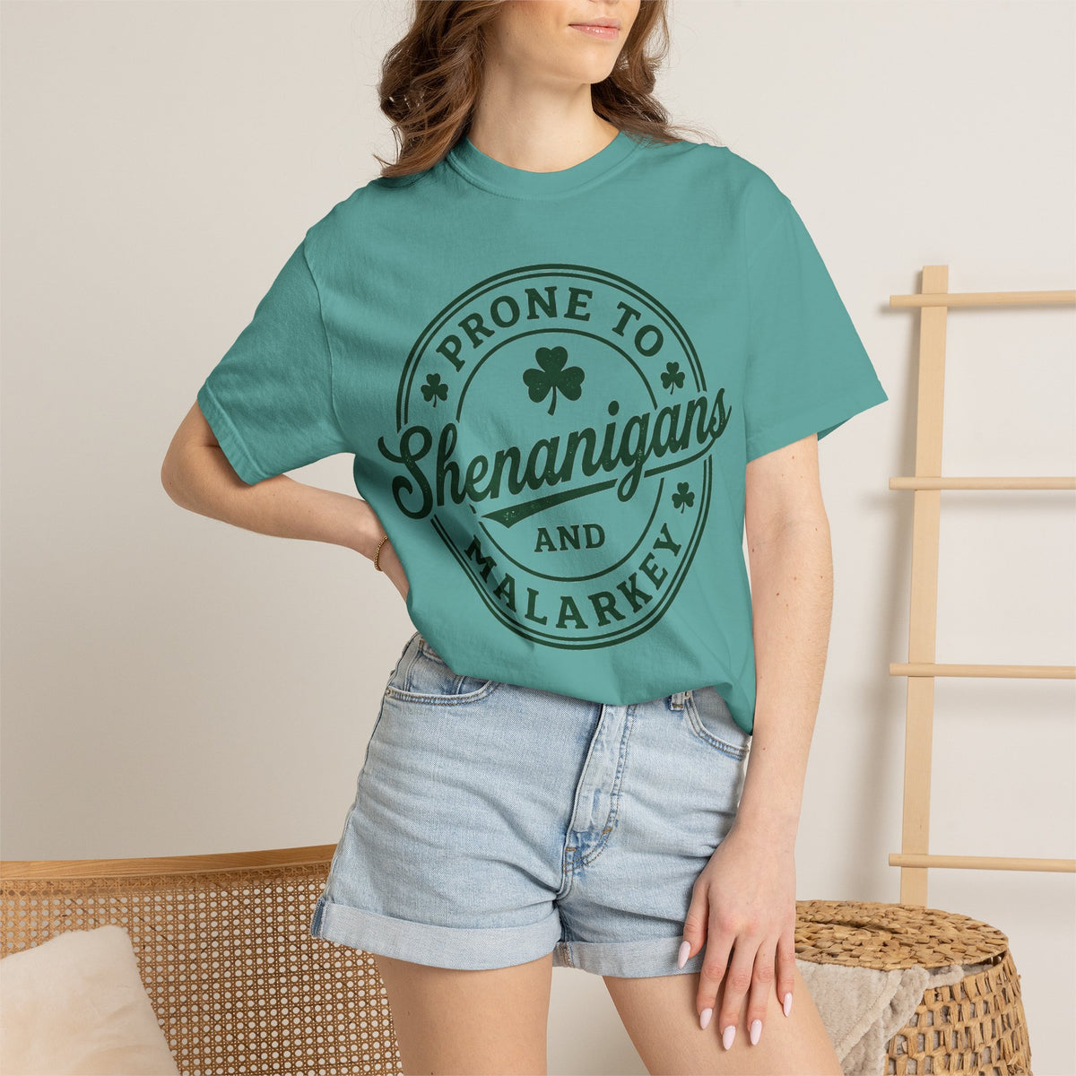 Prone To Shenanigans And Malarkey Shirt, St Patricks Day Badge Tee, Funny Irish Shirt, Paddys Day Gift
