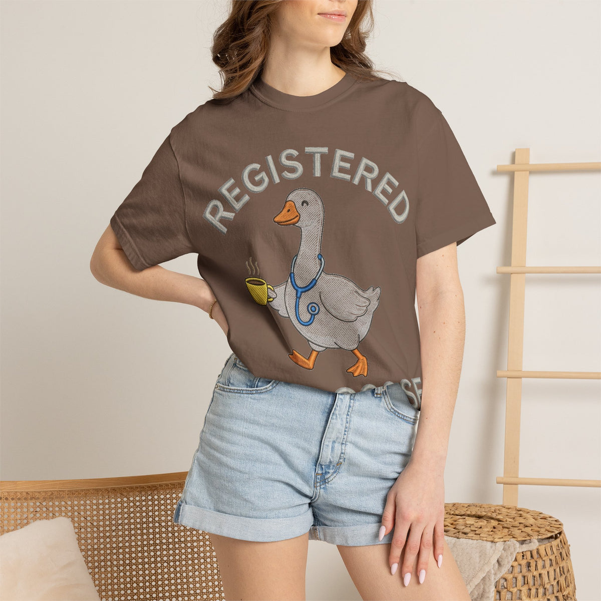 Registered Silly Goose Straight Text Shirt, Embroidered Look Nurse Goose Tee, Funny RN Shirt, Nurse Gift