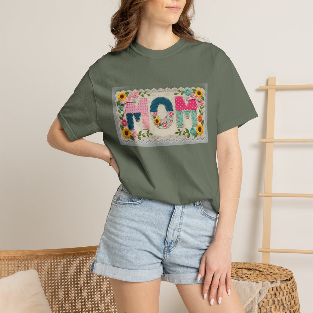 Mom Floral Applique Shirt, Faux Embroidery Sunflower MOM Tee, Mothers Day Shirt, Mom Gift