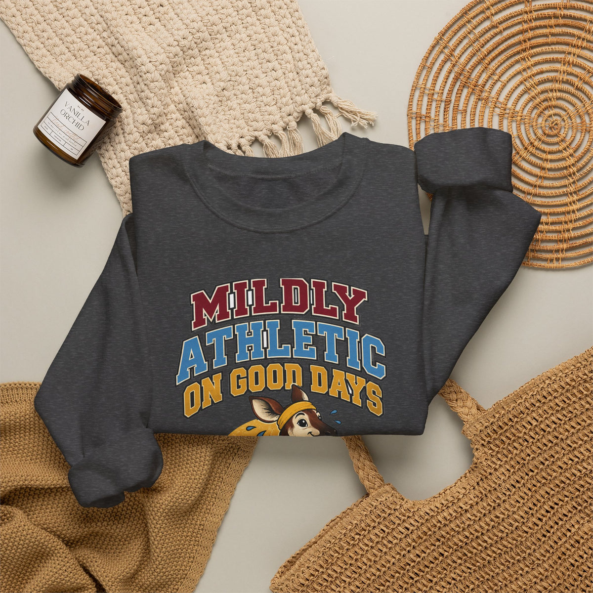 Funny Gym Sweatshirt Mildly Athletic On Good Days Running Humor Workout Comfort Colors Tee
