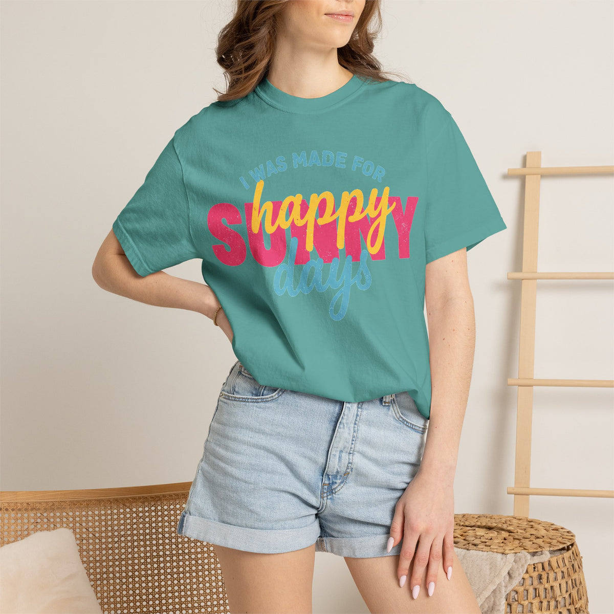 I Was Made For Happy Sunny Days Pastel Shirt, Soft Retro Summer Tee, Beach Vacation Shirt, Summer Gift