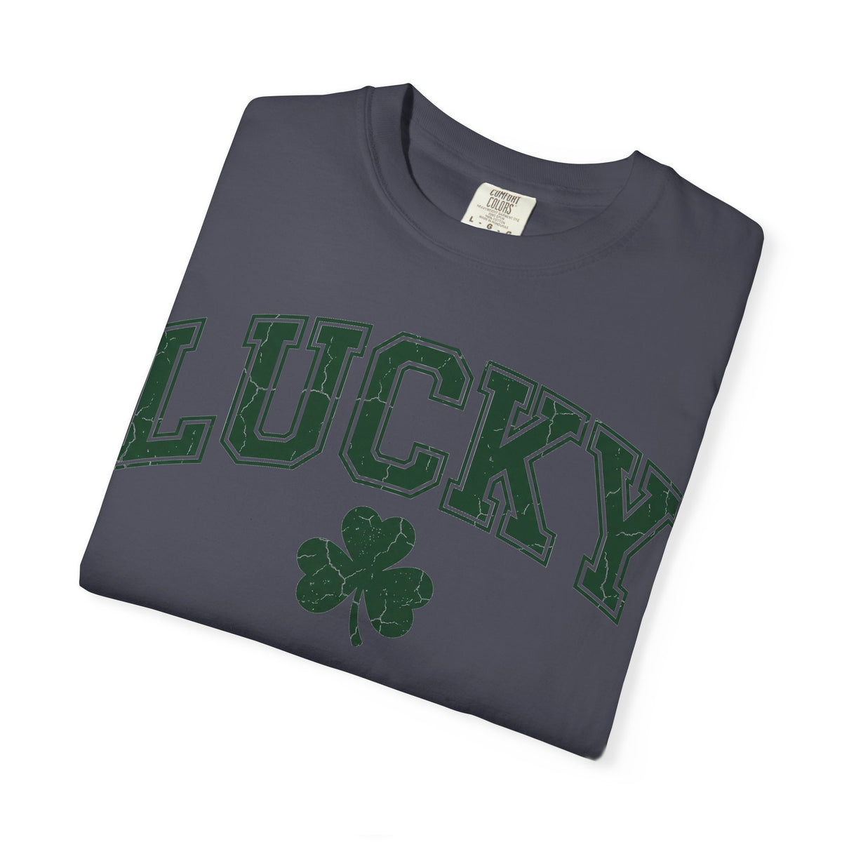 Lucky Shamrock Varsity Shirt, Distressed Green Clover Tee, St Patricks Day Collegiate Shirt, Irish Gift
