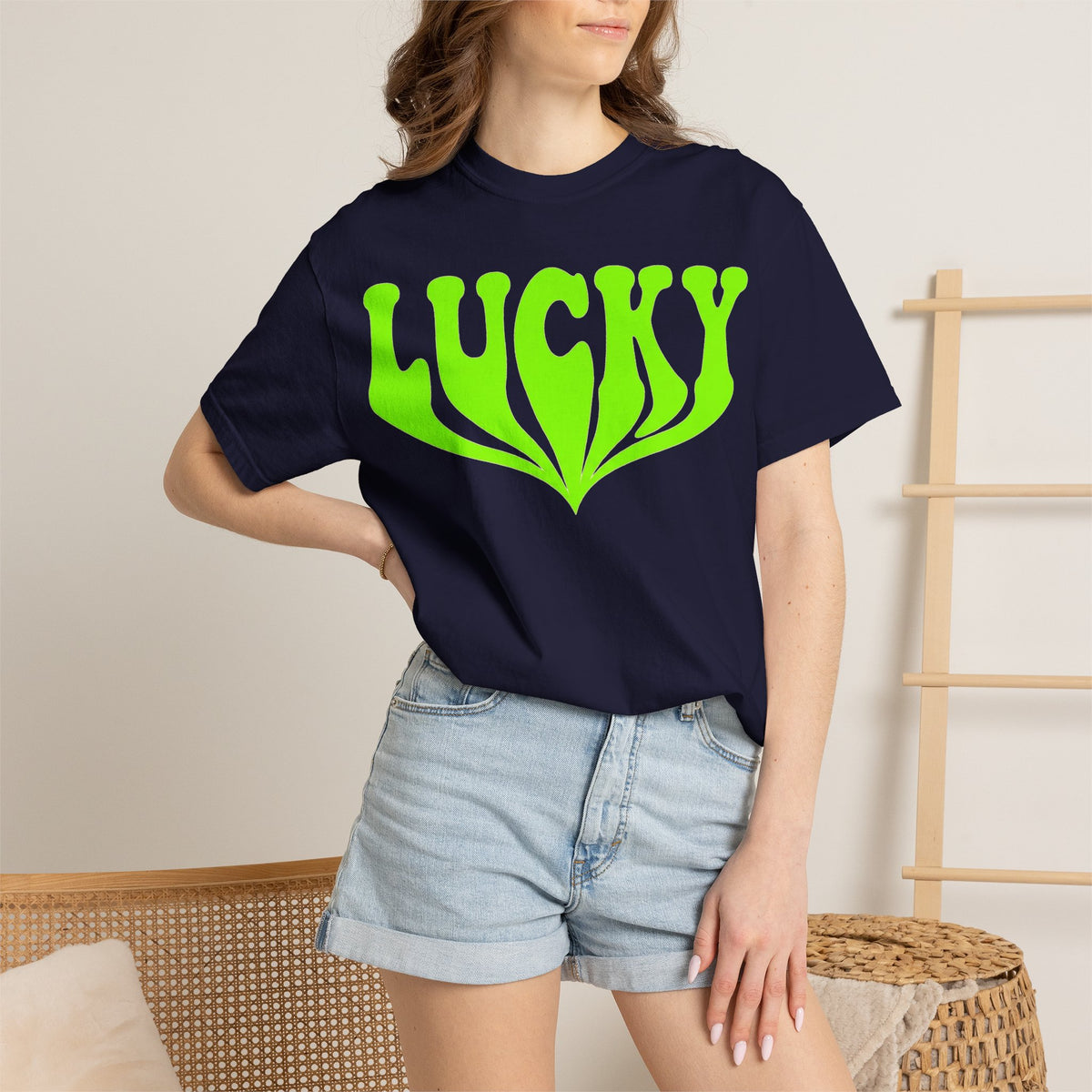 Lucky Drippy Type Shirt, Neon Green Psychedelic Tee, Retro St Patricks Day Shirt, Rave Gift