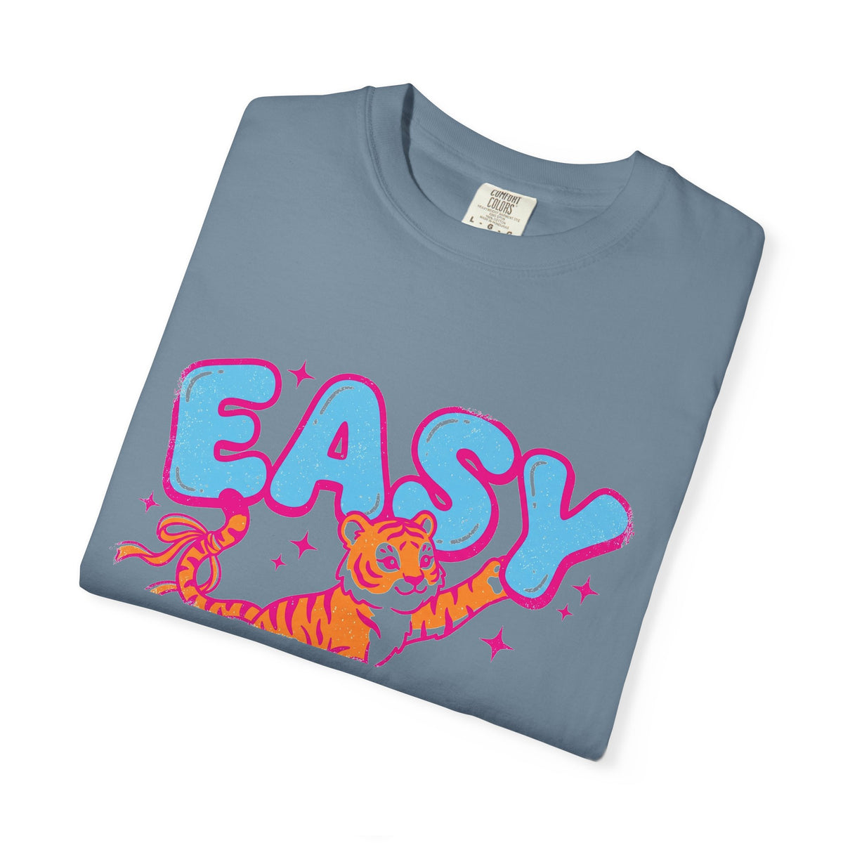Easy Tiger Shirt, Y2K Bubble Letter Tiger Tee, Pink And Blue Retro Shirt, Funny Flirty Gift