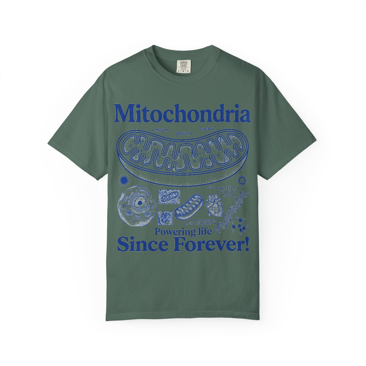 Mitochondria Powering Life Since Forever Tall Shirt, Retro Biology Poster Tee, Science Teacher Shirt, Nerd Gift