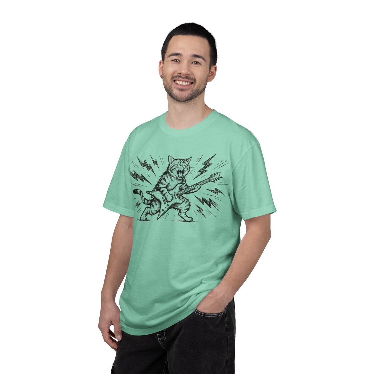 Rock Star Cat Shirt, Electric Guitar Cat Tee, Funny Heavy Metal Cat Shirt, Cat Lover Gift