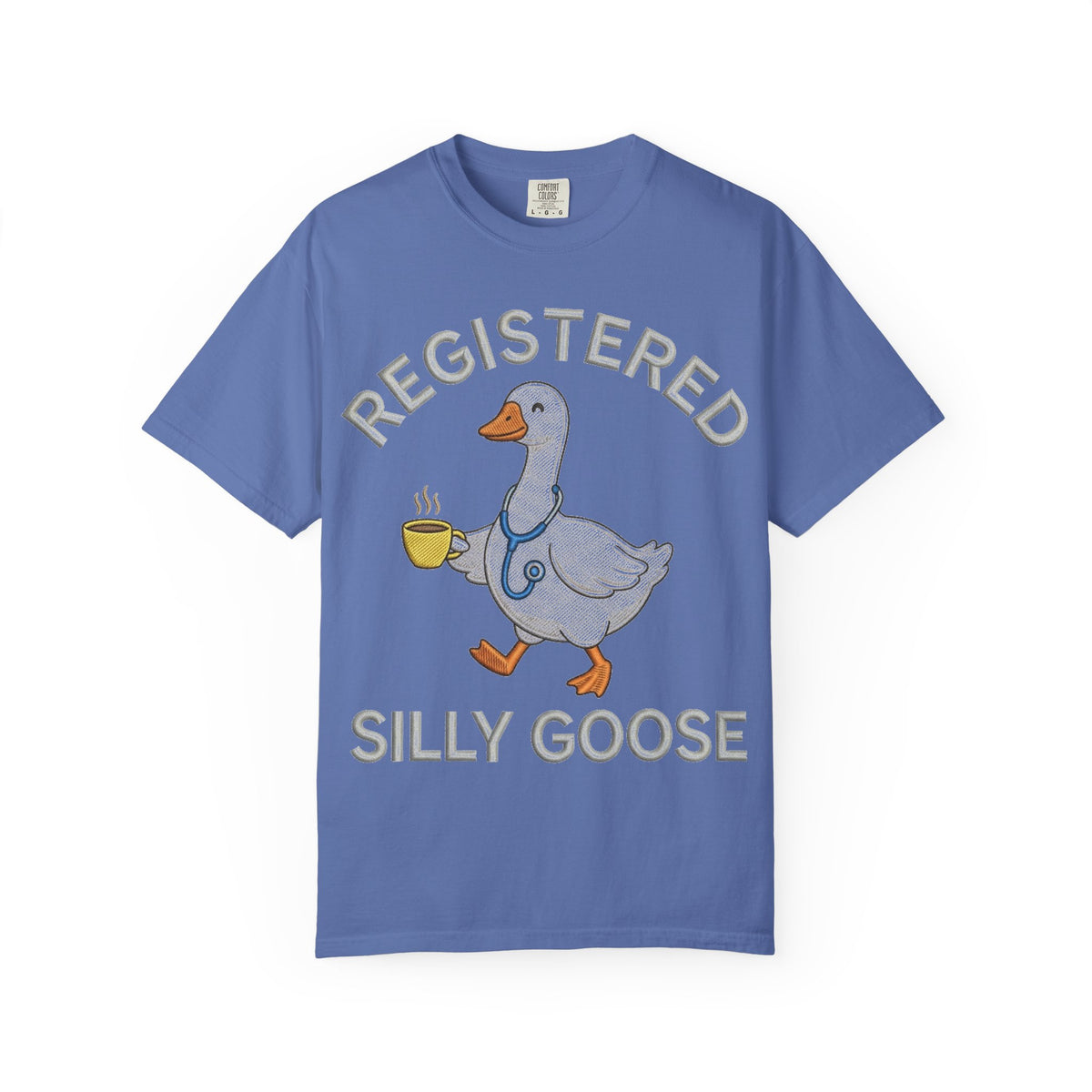 Registered Silly Goose Straight Text Shirt, Embroidered Look Nurse Goose Tee, Funny RN Shirt, Nurse Gift