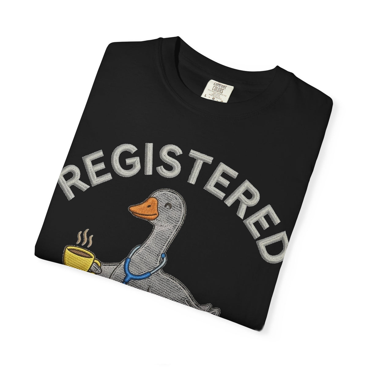 Registered Silly Goose Straight Text Shirt, Embroidered Look Nurse Goose Tee, Funny RN Shirt, Nurse Gift