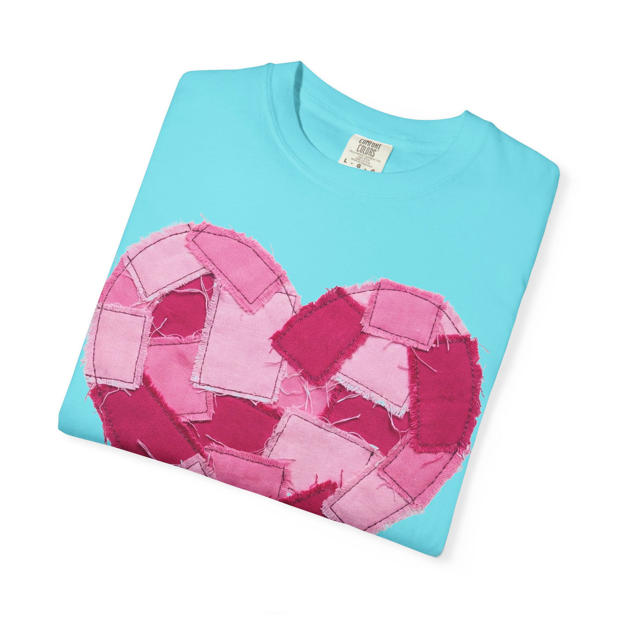 Patchwork Heart Shirt, Frayed Pink Quilt Heart Tee, Shabby Chic Valentine Shirt, Cozy Gift
