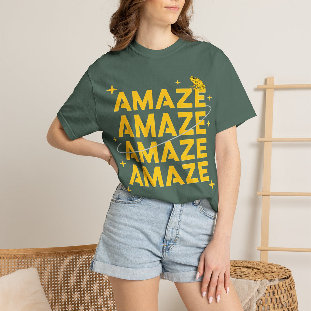 Amaze Amaze Amaze Amaze Shirt, Four Line Retro Type Tee, Frog Sparkle Graphic Shirt, Trendy Gift