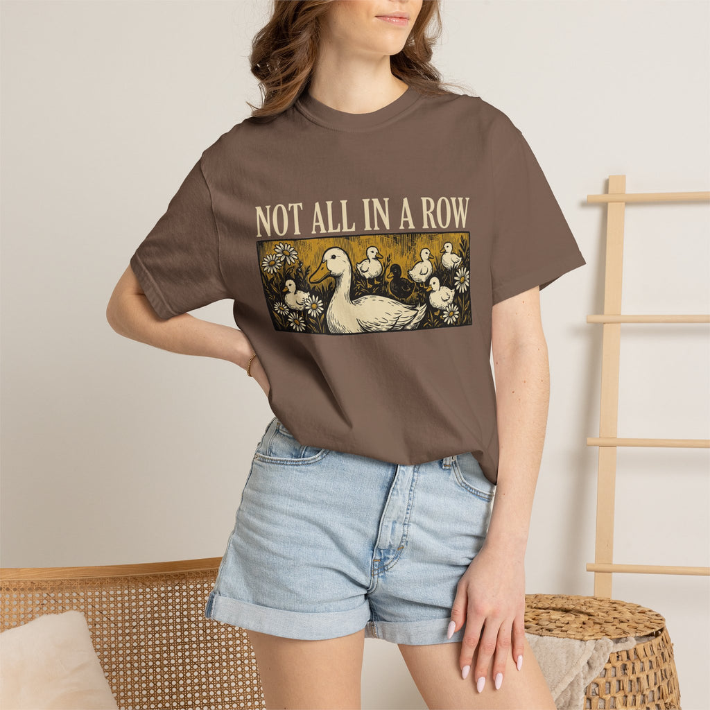 Not All In A Row Gold Panel Shirt, Woodcut Duck Family Tee, Folk Art Duck Shirt, Funny Gift