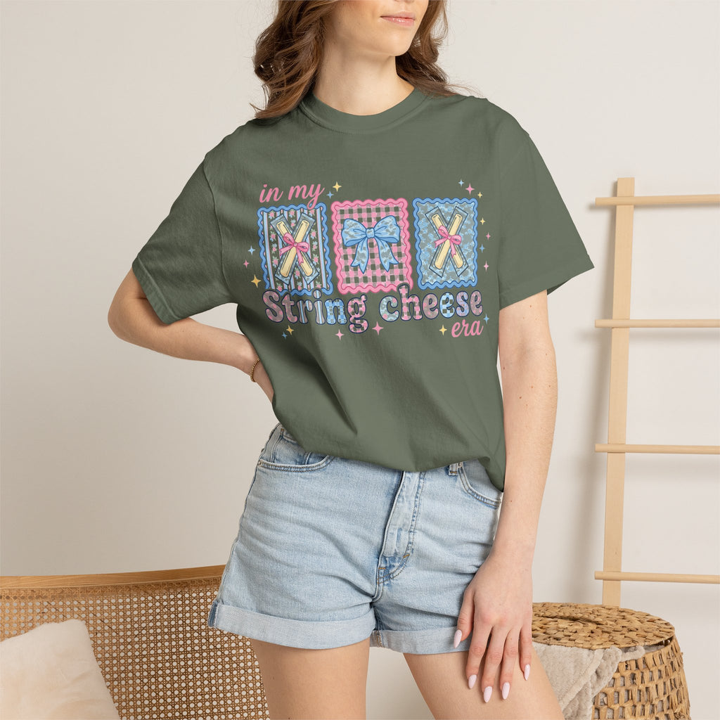 In My String Cheese Era Bow Shirt, Pastel Coquette Snack Tee, Funny Cheese Lover Shirt, Cute Gift