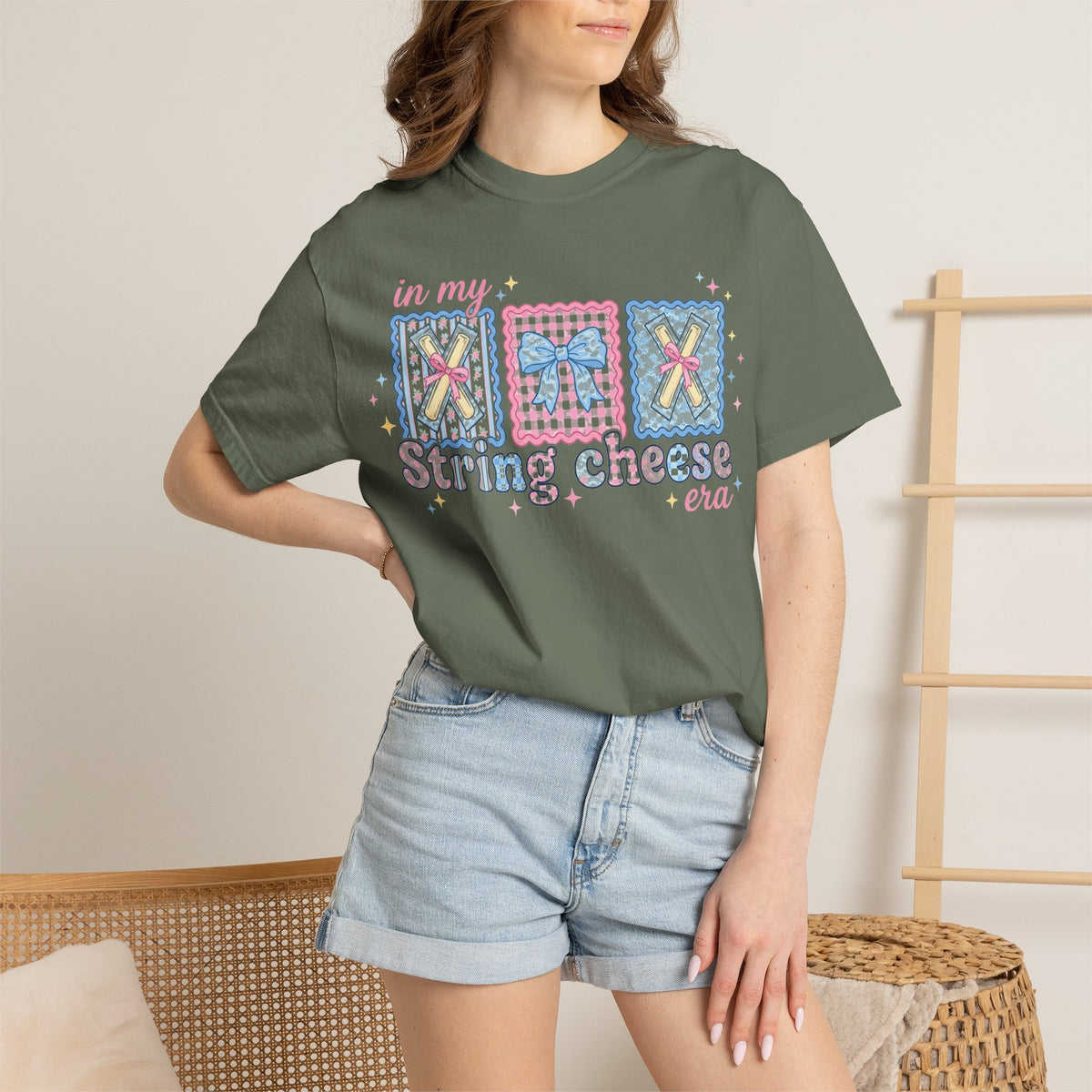 In My String Cheese Era Bow Shirt, Pastel Coquette Snack Tee, Funny Cheese Lover Shirt, Cute Gift