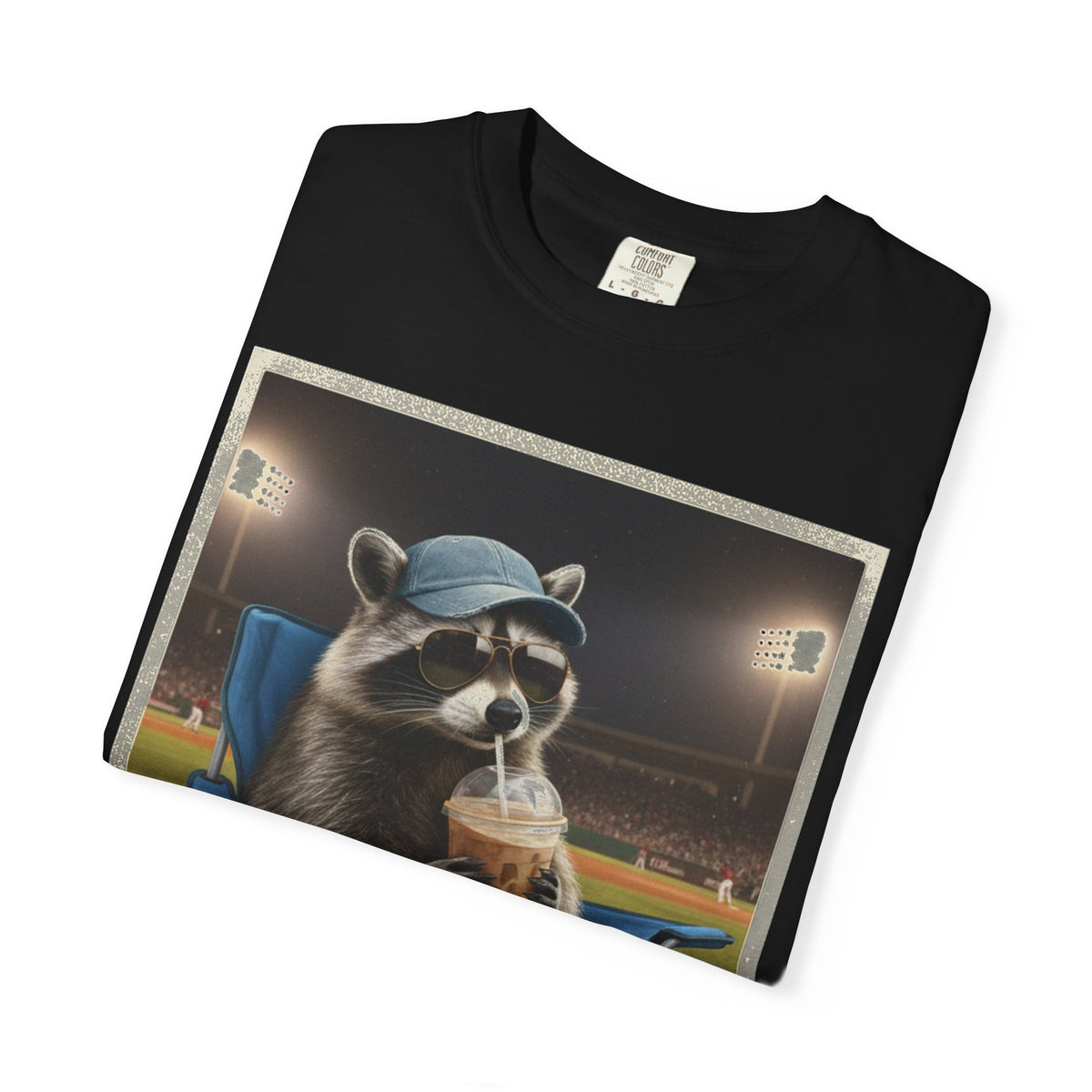 Baseball Raccoon Shirt, I Live Here Now Tee, Funny Ballpark Iced Coffee Shirt, Baseball Mom Gift