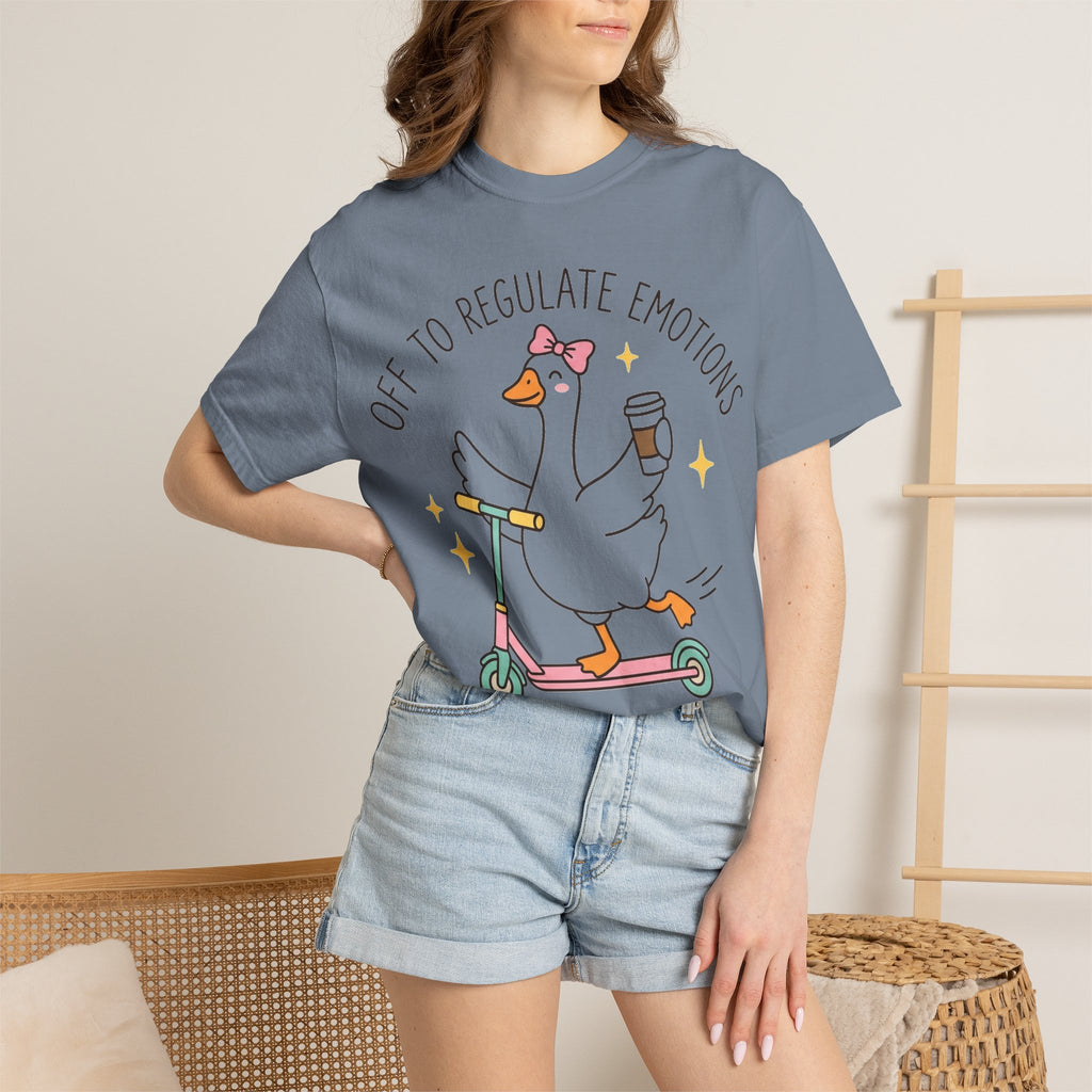Off To Regulate Emotions Shirt, Funny Therapy Goose Scooter Tee, Mental Health Humor Shirt, Therapist Gift