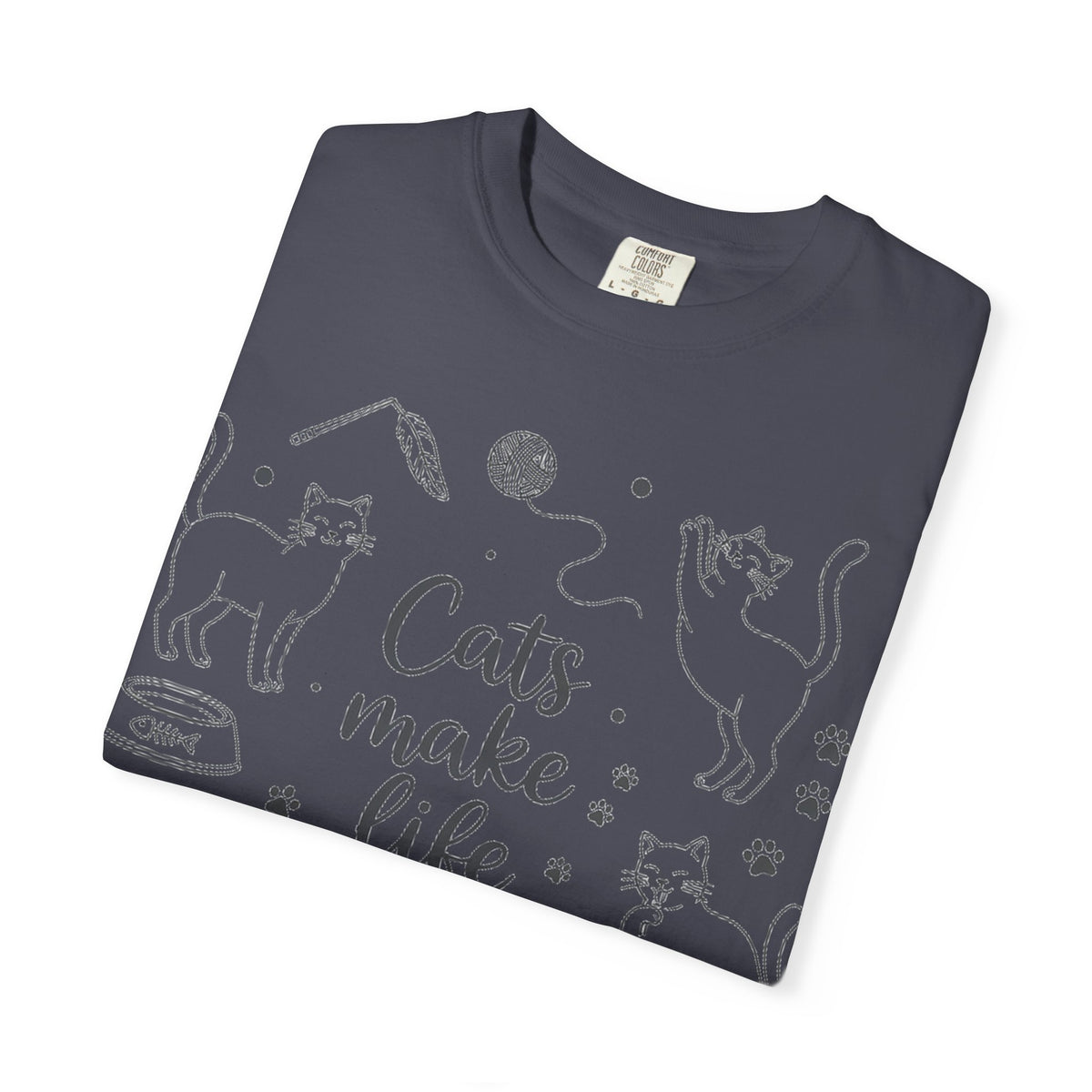 Cats Make Life Better Tall Shirt, Line Art Cat Collage Tee, Cat Lover Shirt, Cat Mom Gift