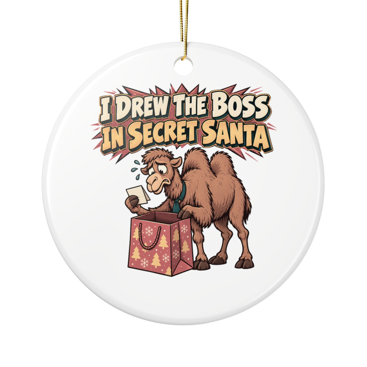 I Drew The Boss In Secret Santa Ornament, Funny Coworker Christmas Gift, Secret Santa Stocking Stuffer, Ceramic Christmas Ornament 2026