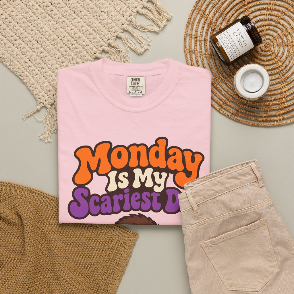 Monday Is My Scariest Day Halloween Shirt, Funny Spider Coffee Tee, Retro Spooky Humor