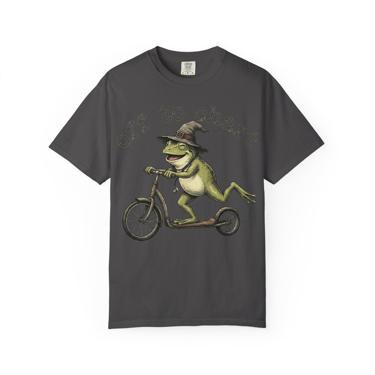 Off To Chart Grinning Frog Shirt, Nurse Frog Scooter Tee, Funny Charting Shirt, RN Gift