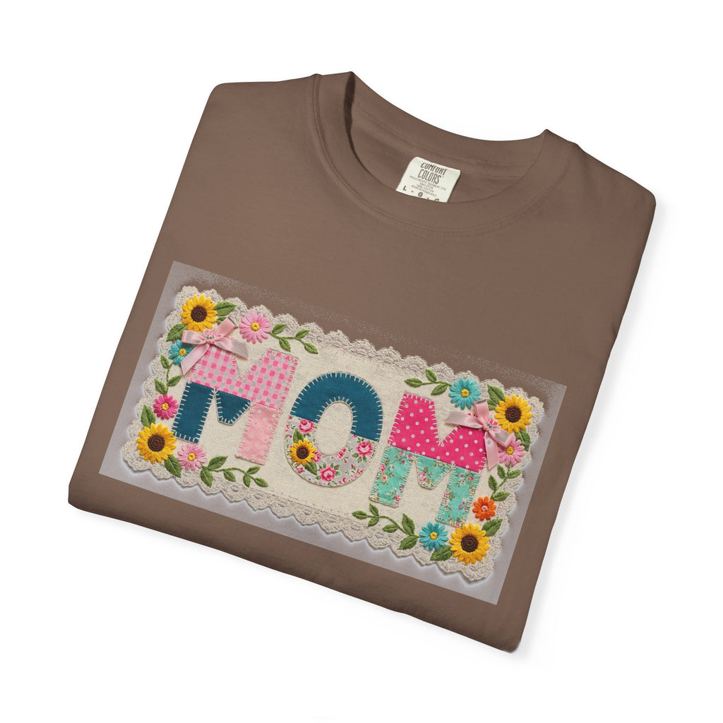 Mom Floral Applique Shirt, Faux Embroidery Sunflower MOM Tee, Mothers Day Shirt, Mom Gift