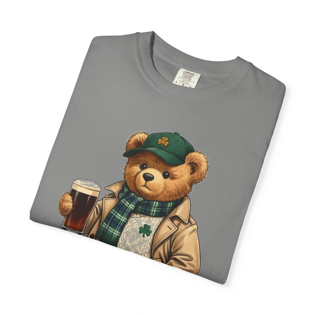 Irish Teddy Bear Trench Coat Shirt, Flat Cap Bear Stout Pint Tee, St Patricks Day Shirt, Irish Gift