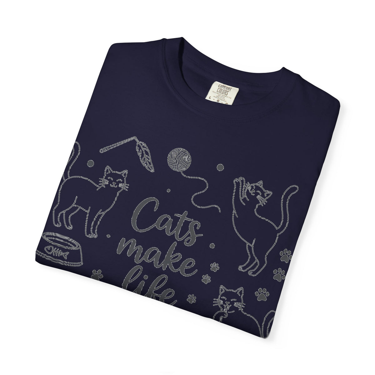 Cats Make Life Better Tall Shirt, Line Art Cat Collage Tee, Cat Lover Shirt, Cat Mom Gift