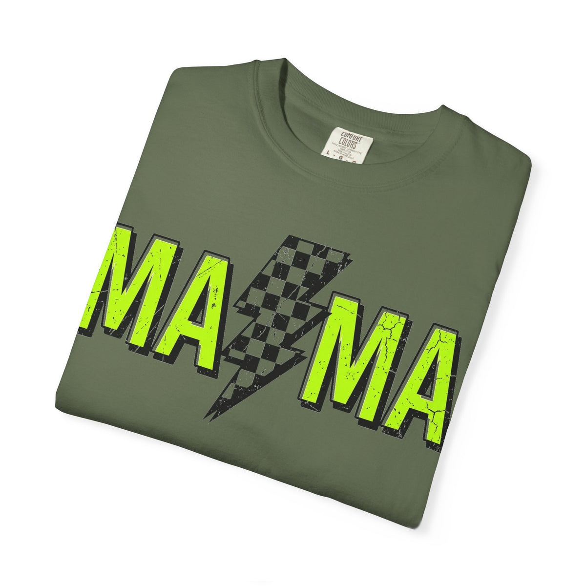 Mama Lightning Bolt Shirt, Neon Green Checkered Bolt Tee, Edgy Mom Shirt, Mama Gift
