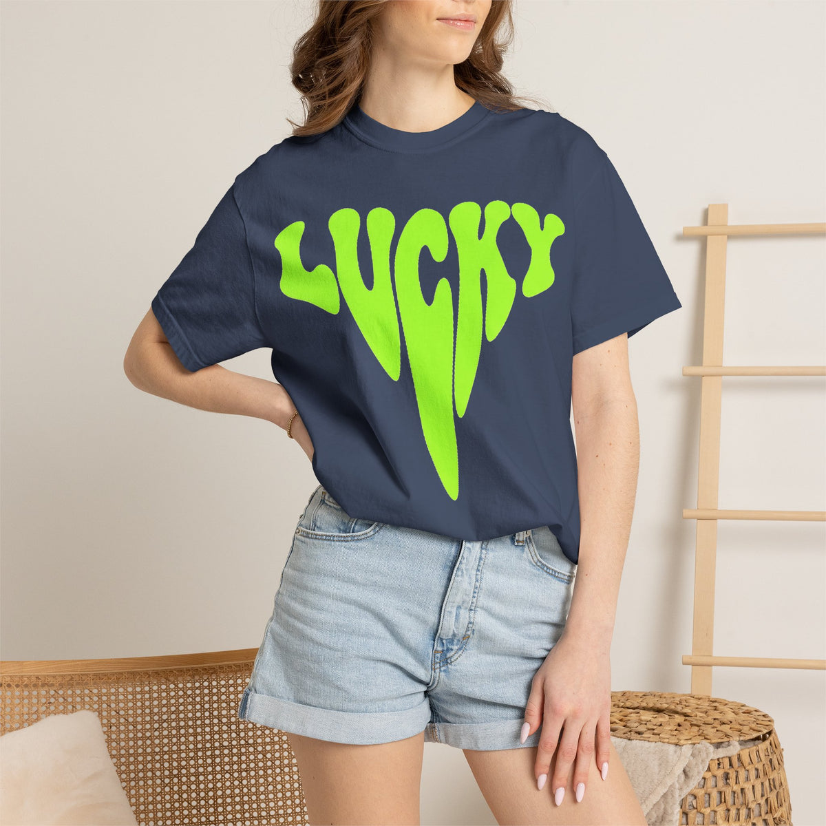Lucky Drip Shirt, Neon Psychedelic Lettering Tee, Trippy St Patricks Day Shirt, Rave Gift