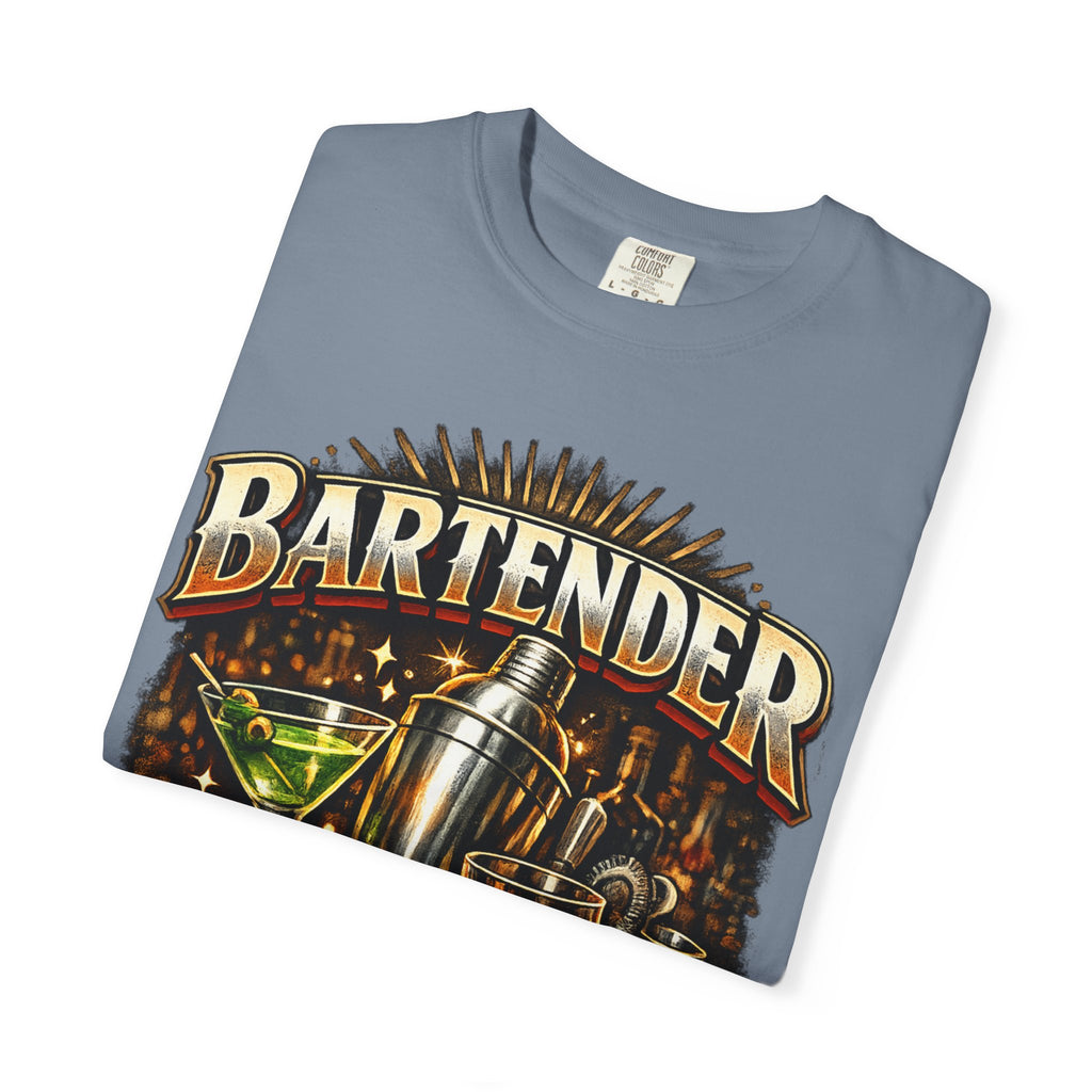 Bartender T-Shirt — "Bartender: Cheaper Than a Therapist" Vintage Bar Graphic Tee
