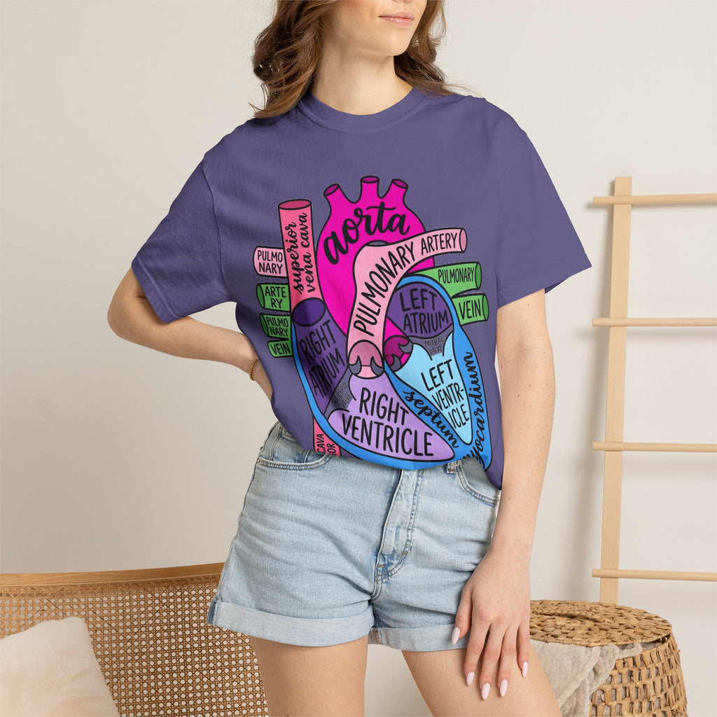 Anatomical Heart Diagram Shirt, Labelled Cardiac Anatomy Tee, Cardiology Nurse Shirt, Med Student Gift