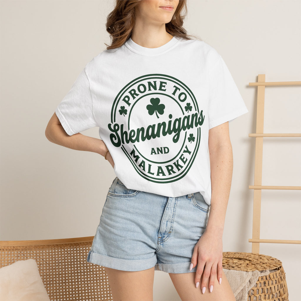 Prone To Shenanigans And Malarkey Bold Shirt, Irish Stamp Badge Tee, Funny St Patricks Shirt, Irish Gift