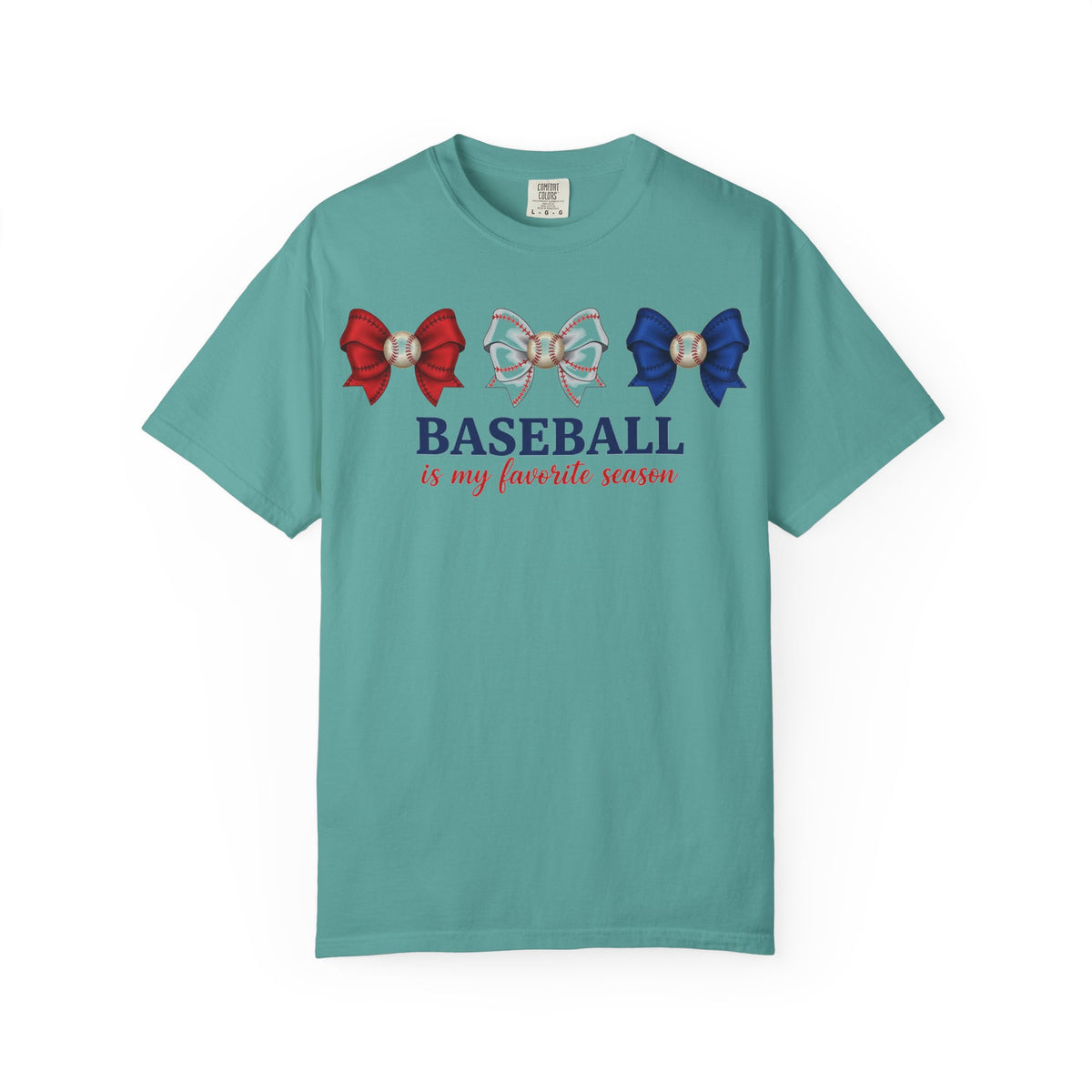 Baseball Is My Favorite Season Shirt, Red White Blue Bows Tee, Baseball Mama Shirt, Opening Day Gift