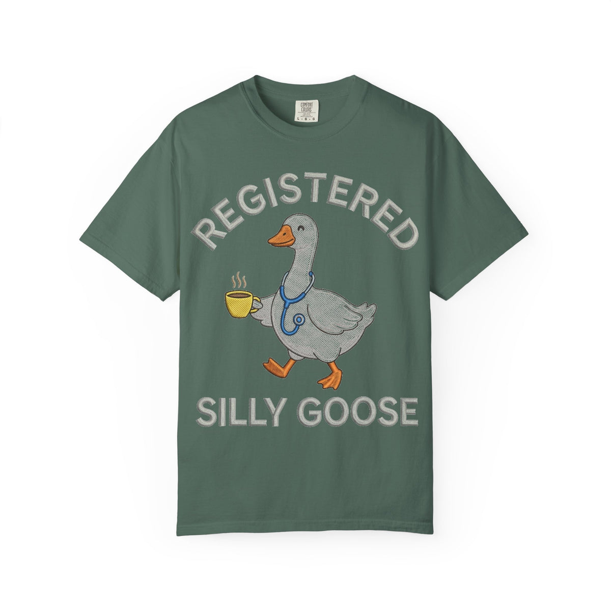 Registered Silly Goose Straight Text Shirt, Embroidered Look Nurse Goose Tee, Funny RN Shirt, Nurse Gift