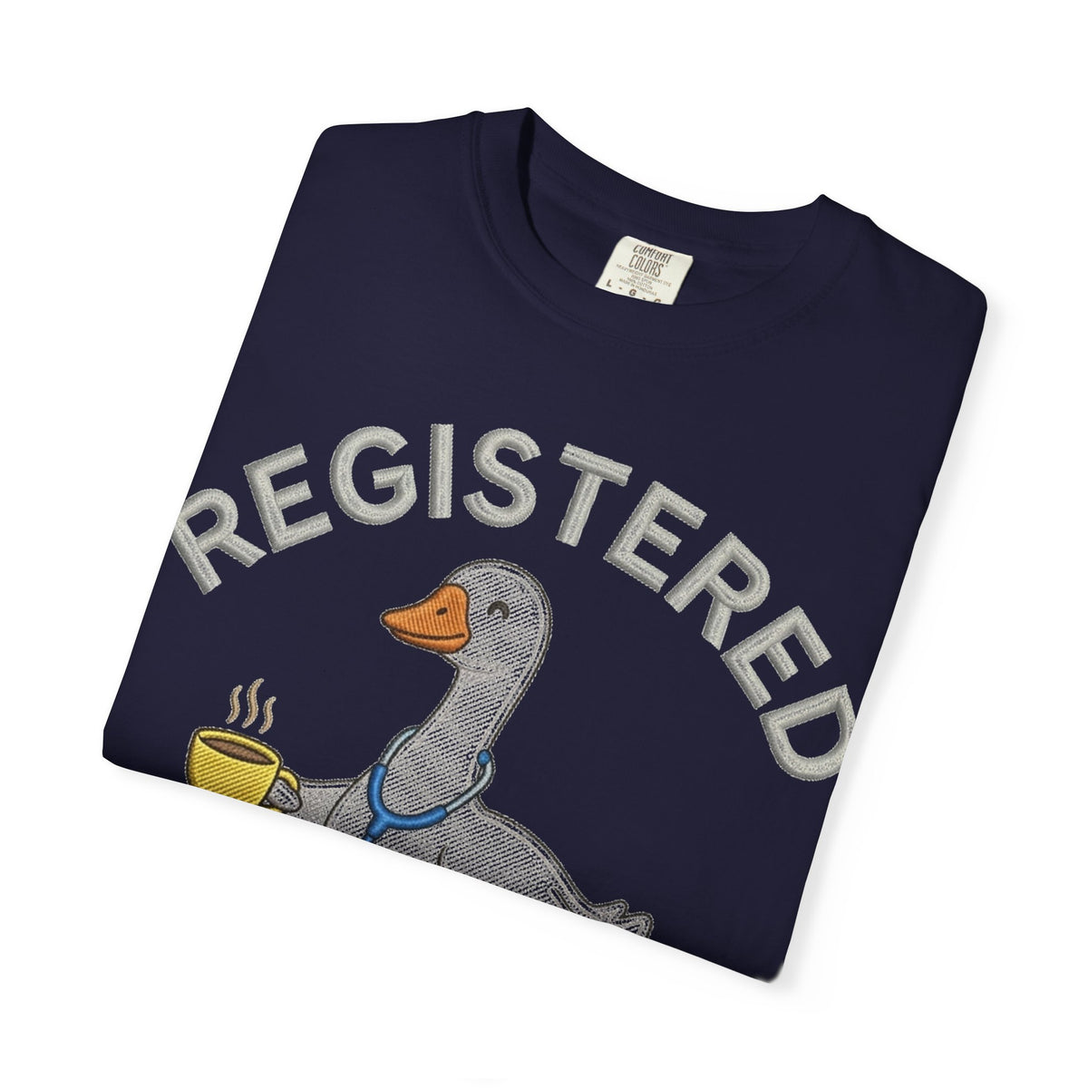 Registered Silly Goose Straight Text Shirt, Embroidered Look Nurse Goose Tee, Funny RN Shirt, Nurse Gift