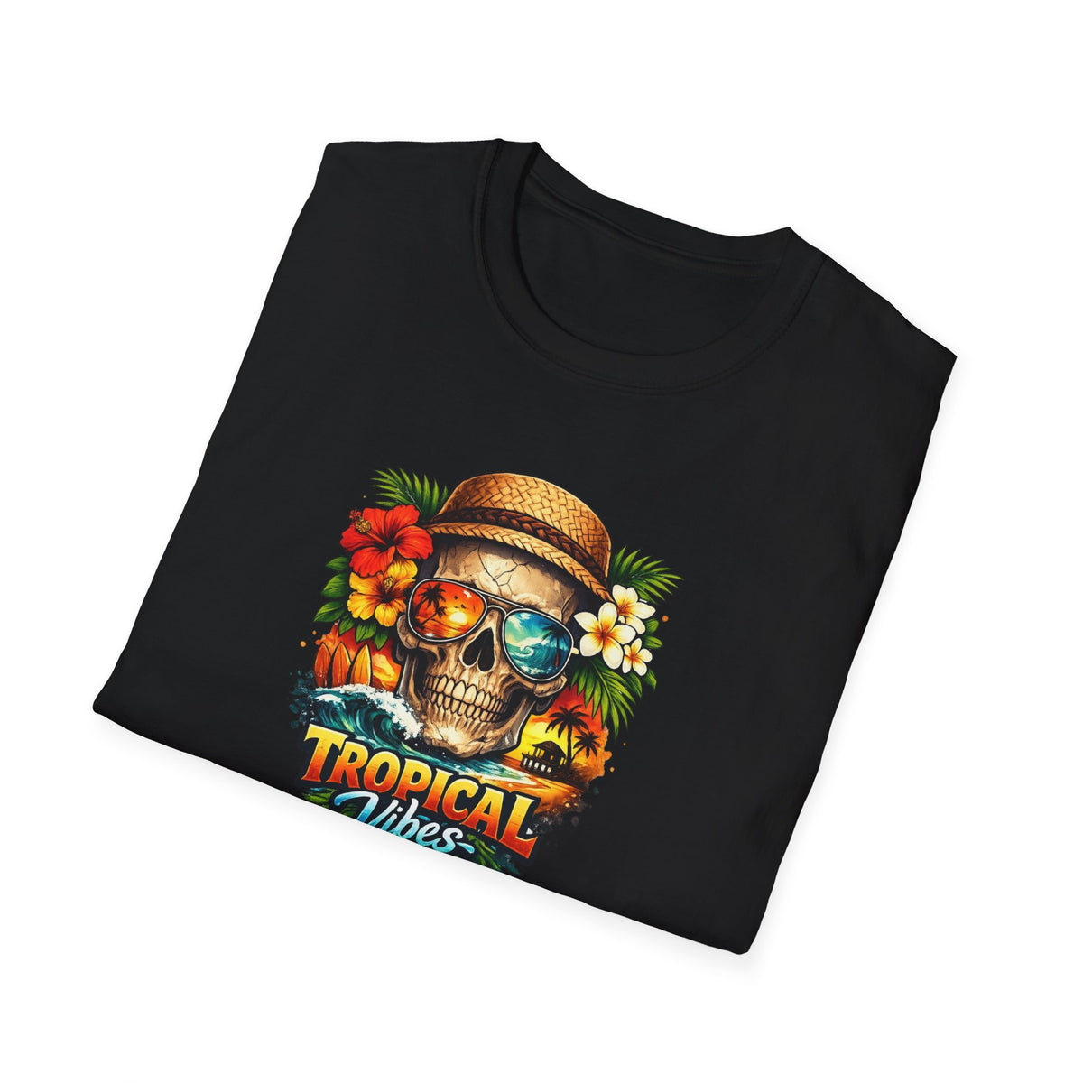 Tropical Vibes Shirt, Floral Skull Summer Tee, Beach Lover Gift