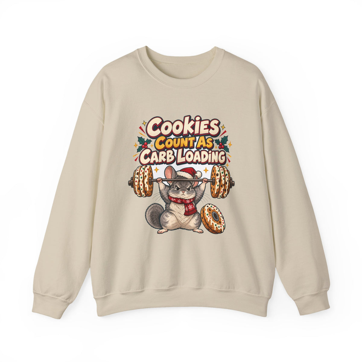 Funny Gym Christmas Sweatshirt Cookies Count As Carb Loading Shirt, Funny Holiday Gift Tee, Christmas Gift Idea