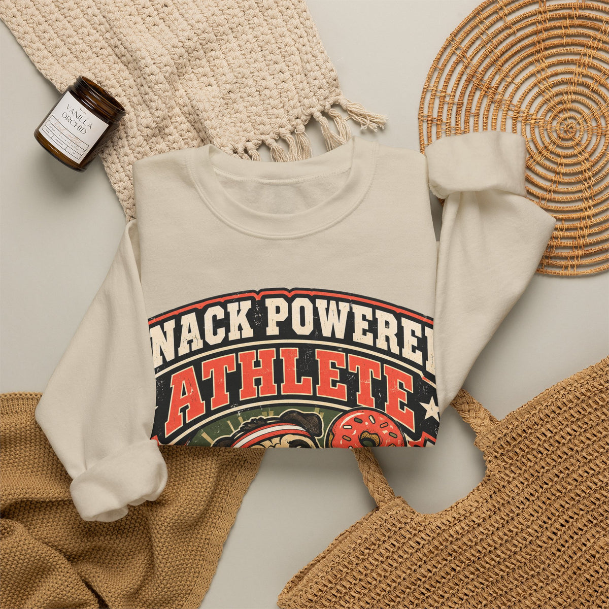 funny gym Sweatshirt Snack Powered Athlete Sweatshirt, Funny Workout Graphic Sweatshirt,