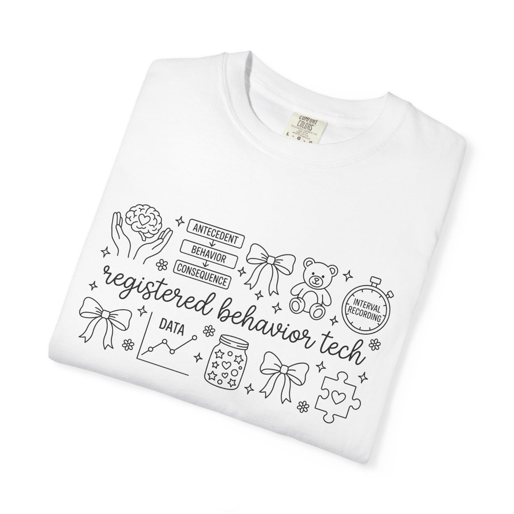 Registered Behavior Tech Shirt, RBT Doodle Collage Tee, ABA Therapist Shirt, Behavior Technician Gift