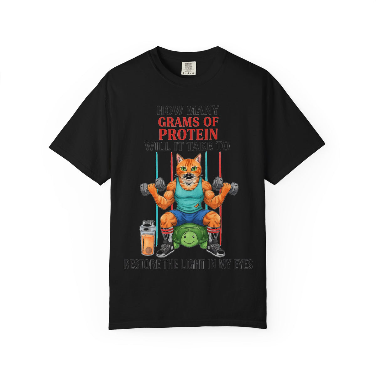 How Many Grams Of Protein Tall Shirt, Funny Buff Cat Gym Tee, Protein Humor Shirt, Weightlifting Gift