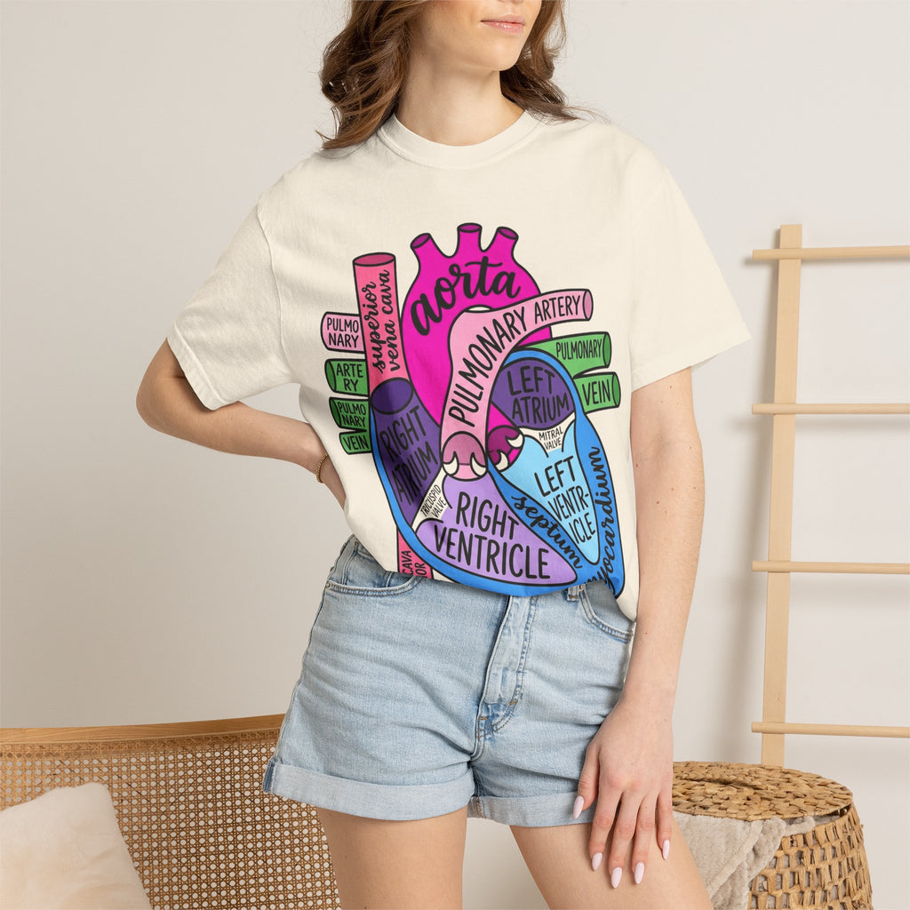 Anatomical Heart Diagram Shirt, Labelled Cardiac Anatomy Tee, Cardiology Nurse Shirt, Med Student Gift