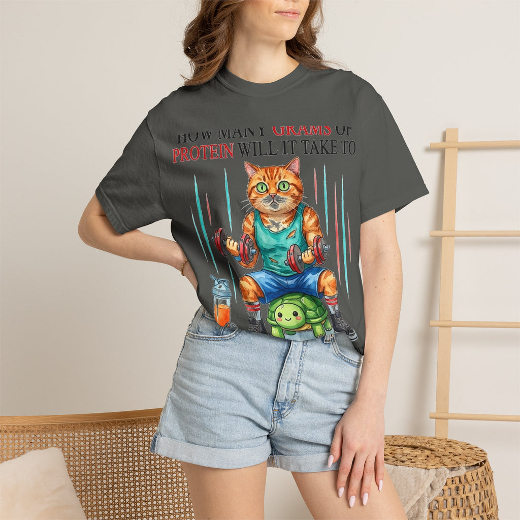 How Many Grams Of Protein Will It Take To Restore The Light In My Eyes Shirt, Funny Gym Cat Tee, Burnout Humor Shirt, Lifter Gift