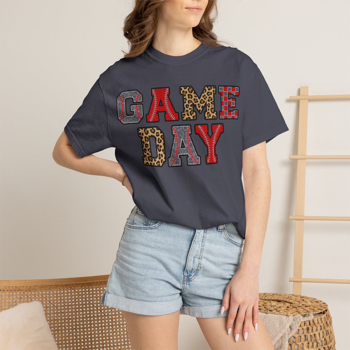 Game Day Varsity Patch Shirt, Baseball Leopard Letter Tee, Sports Mom Shirt, Baseball Mom Gift