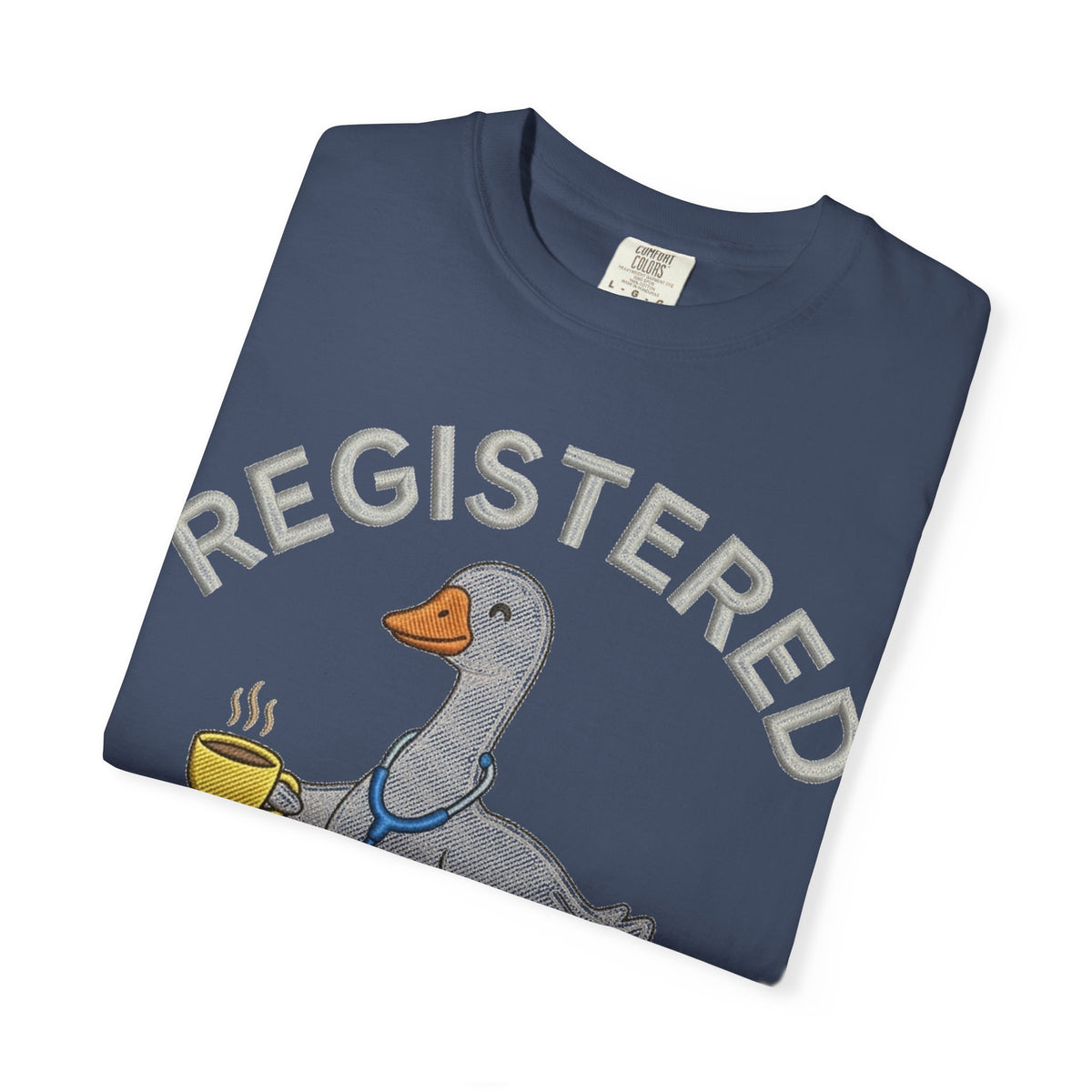 Registered Silly Goose Straight Text Shirt, Embroidered Look Nurse Goose Tee, Funny RN Shirt, Nurse Gift
