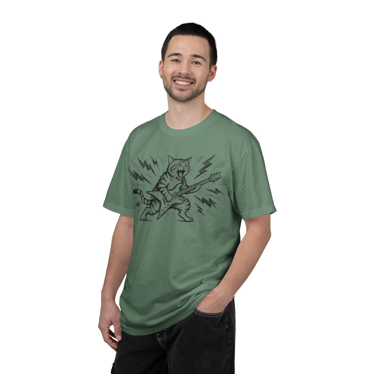 Rock Star Cat Shirt, Electric Guitar Cat Tee, Funny Heavy Metal Cat Shirt, Cat Lover Gift