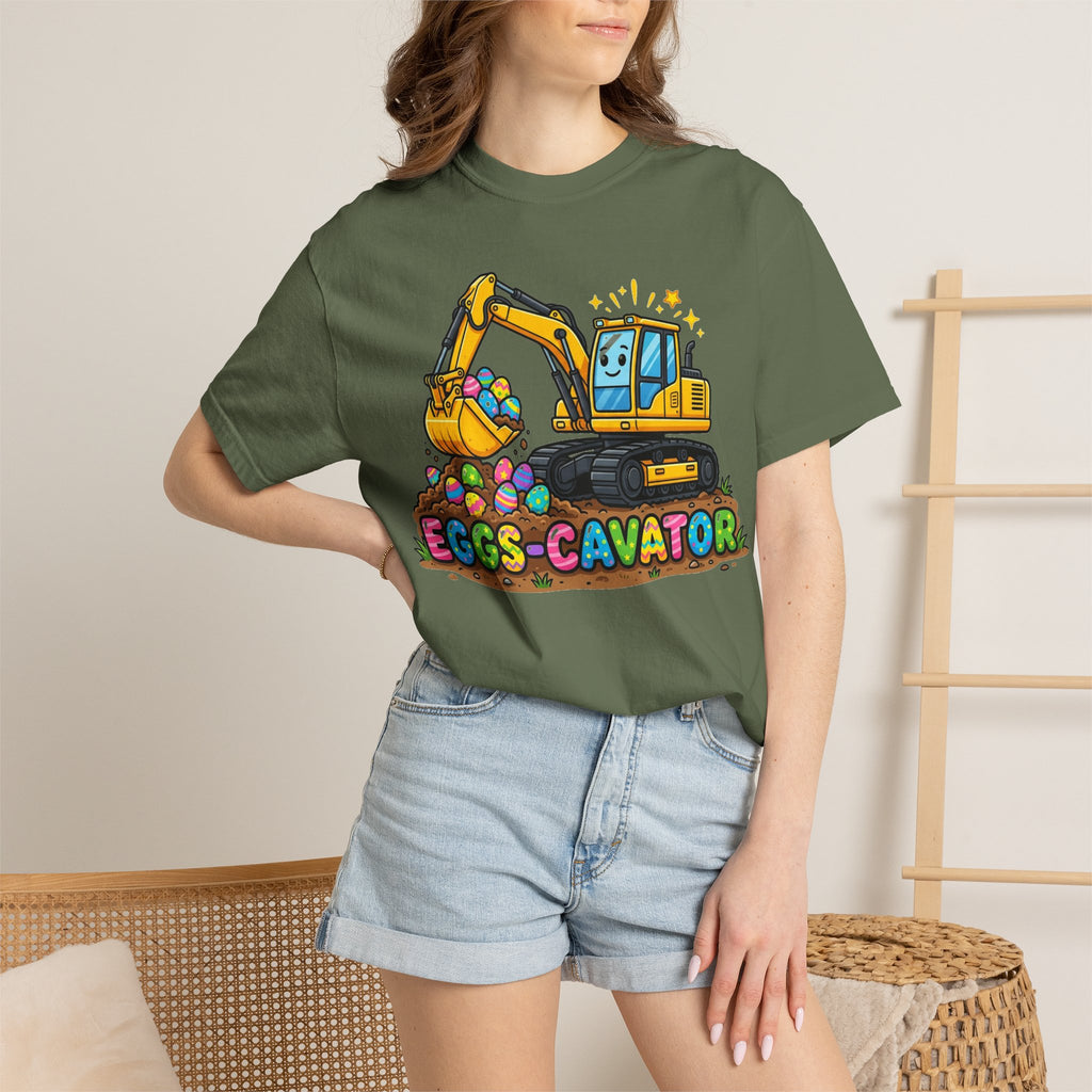 Eggs-Cavator Excavator Shirt, Funny Easter Construction Tee, Digger Easter Egg Shirt, Boys Easter Gift