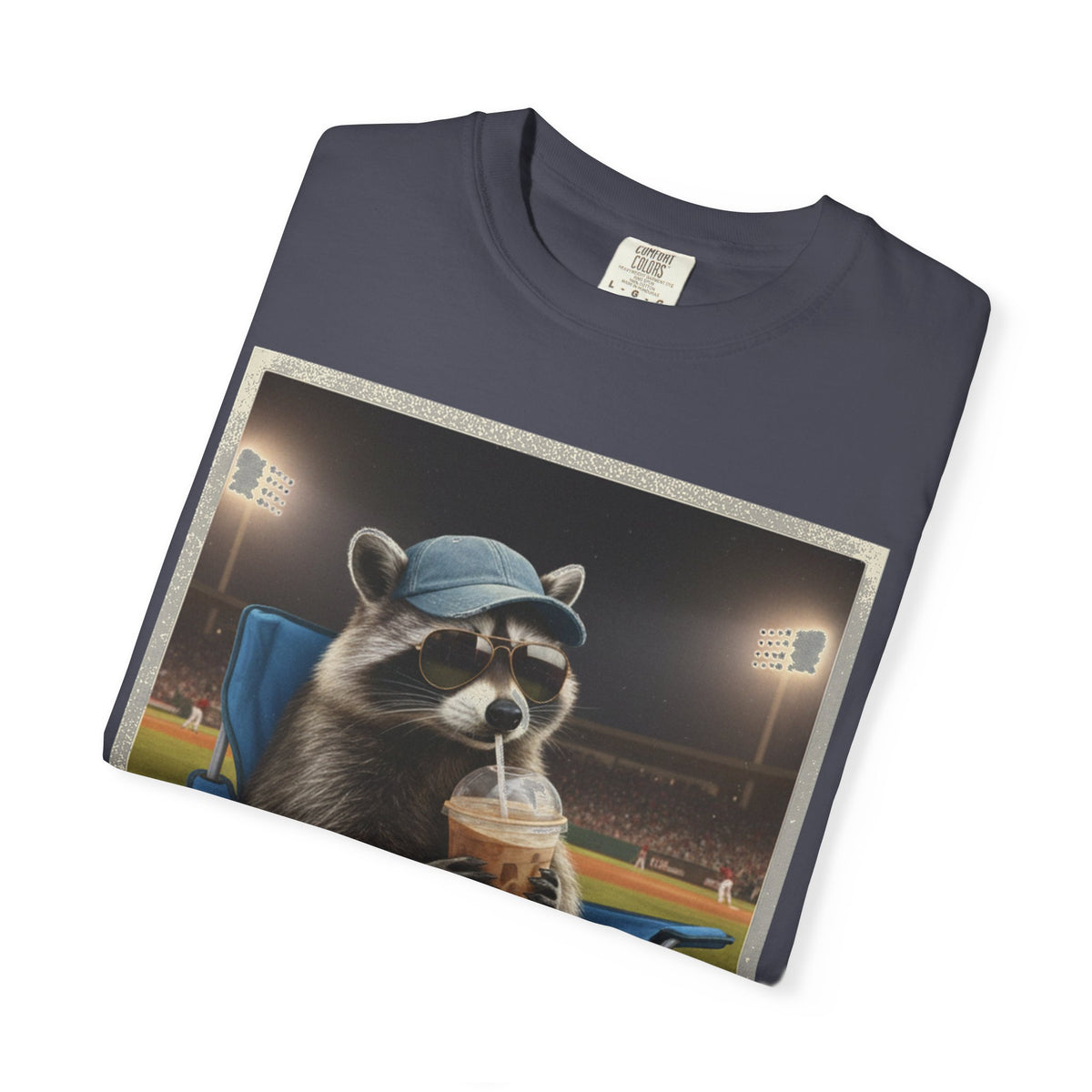 Baseball Raccoon Shirt, I Live Here Now Tee, Funny Ballpark Iced Coffee Shirt, Baseball Mom Gift